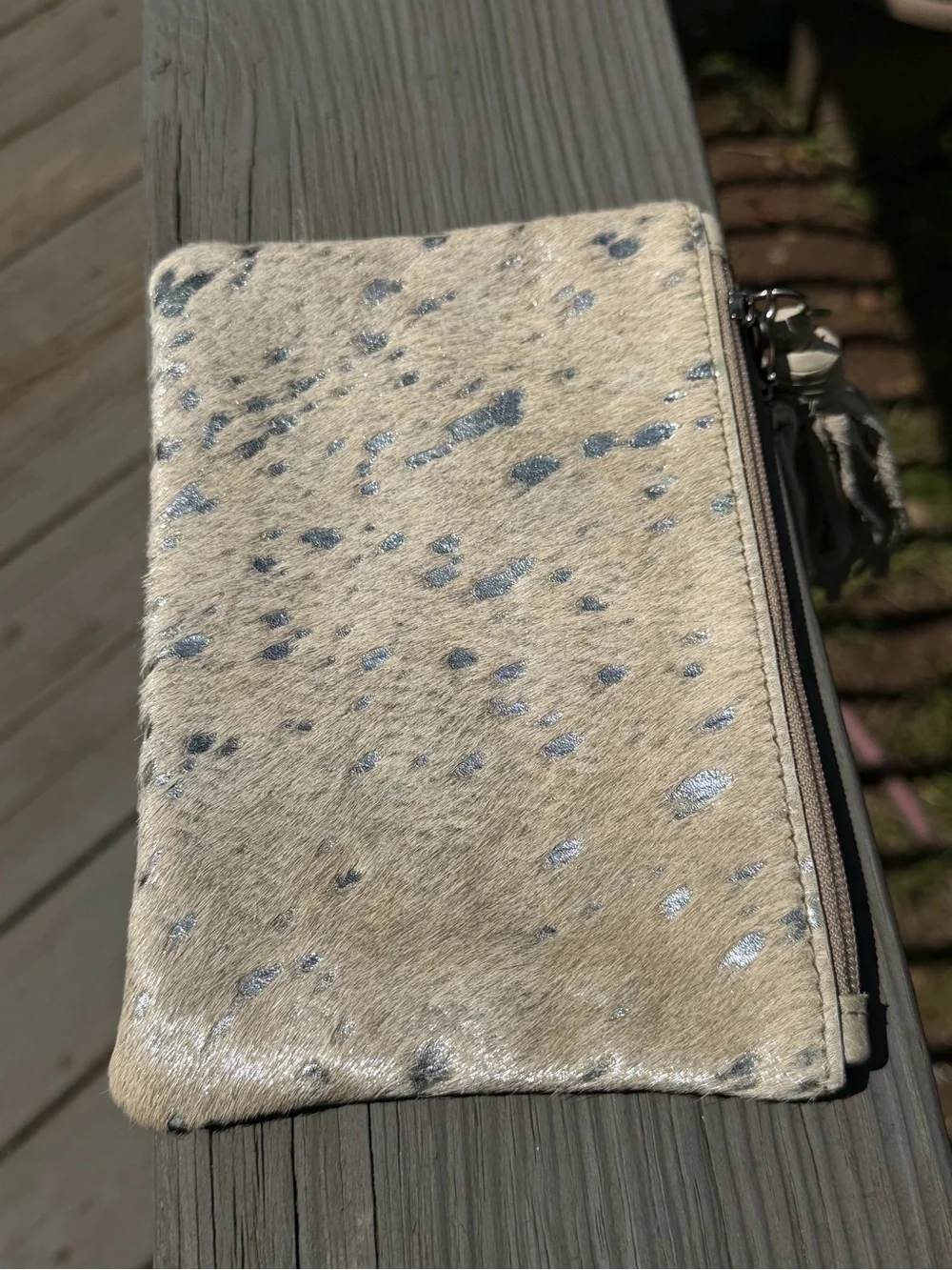 Vash Calf Hair Wrislet with Metallic Spot Splash Neutral Western